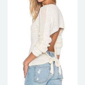 FREE PEOPLE Bow Back Sweater in Ivory Size M